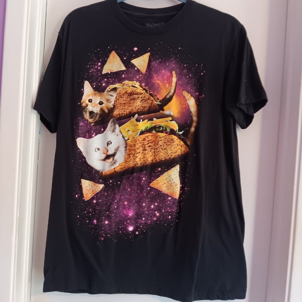 WALNUT 39TH WOMEN's 2012 BLACK CAT SPACE TACO SHORT SLEEVE TEE LARGE - Picture 3 of 5